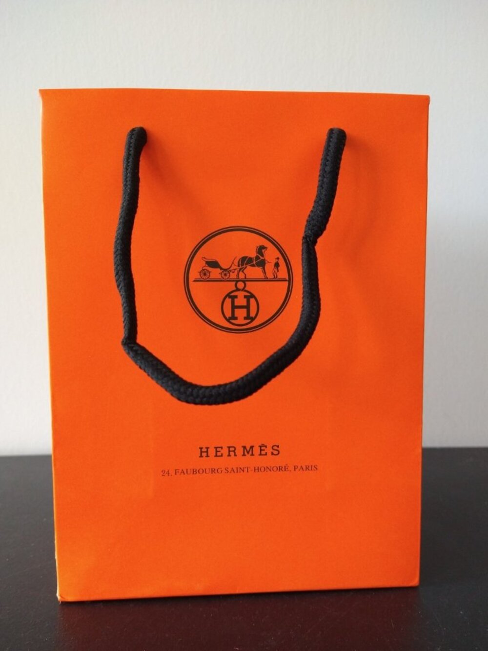 Hermes Orange Shopping Gift Paper Bag Small 7.75" H Never Used